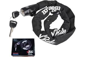 vBike Heavy Duty Bike Chain Lock with Key 100cm 6mm Anti Theft Bicycle Lock for Ebike Scooter Motorcycle Trailer Moped (6mm T