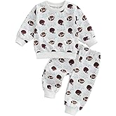 Kavousa Toddler Baby Boy Football Outfit Baby Football Shirt Top with Pants Set Game Day Fall Winter Clothes