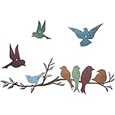 Ferraycle Metal Bird Wall Art Birds on the Branch Decor Metal Sculpture Silhouette Ornament Branch Wall Hanging Sign for Balc