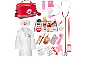 EFO SHM Doctor Kit for Kids, 34 Pcs Kids Doctor Playset Kit for Toddlers 3-5 with Medical Storage Bag & Real Stethoscope, Fun Role Playing Game, Doctor Play for Toddlers Boys Girls Ages 3+