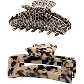 YIERSO Large Hair Claws Clips, Hair Clips for Women, Acetate Claw Clips Hold Non-Slip, 4.33“Jaw Clip Big Barrettes Stylish Hair Accessories for Thick/Nomal/Thin Curly Hair, 2Pack (Black Brown)