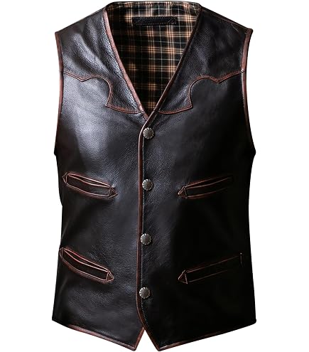 Amazon.com: RABCHI Men's Black Leather Waistcoat Vest – Sleeveless