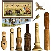 6 Piece Wooden Bird Call Set with Wild Boar Grunt and Fox Howl Callers | Handcrafted Animal Call Set for Nature Lovers Outdoor Exploration and Education