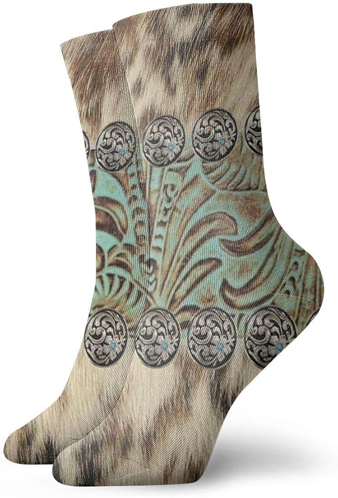 ksale Rústico Marrón Verde azulado País occidental Tooled Cuero Novedad