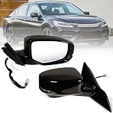 Lqito Right Passenger side Mirror Fits 2013-2017 Honda Accord with Power Glass Heated turn signals and Camera Match Black Replace 76200T2GA42ZC (12Pins)
