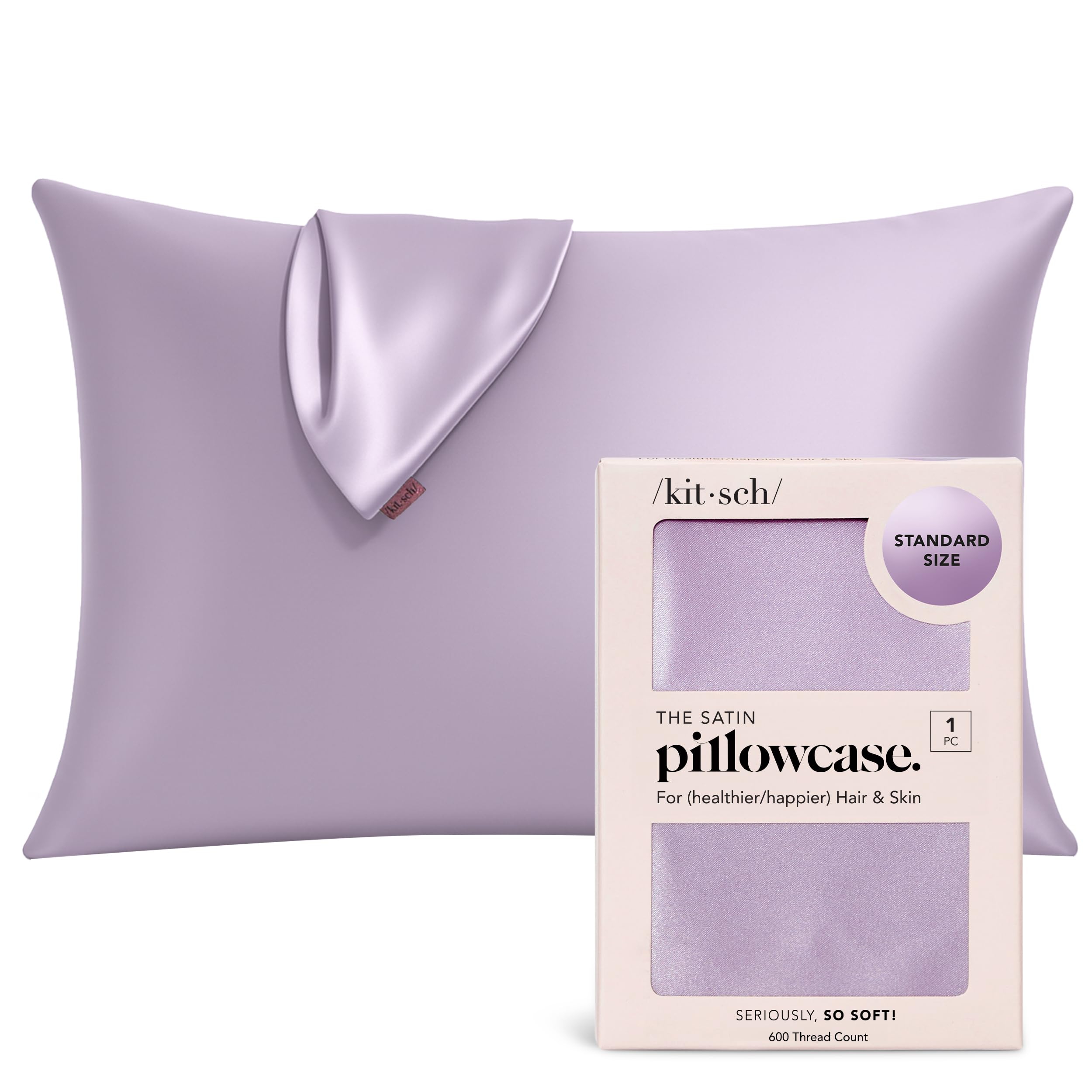 Kitsch Satin Pillowcase with Zipper for Hair & Skin - Softer Than Silk Pillow Cases, Smooth Cooling Satin Pillow Case, Wrinkle-Free, Machine Washable, Pillow Cases Standard Size 48x66 cm - Lavender — image 1