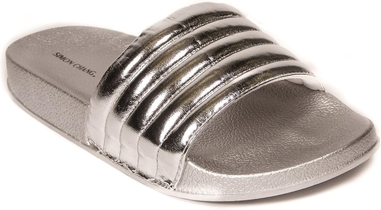 silver slide sandals
