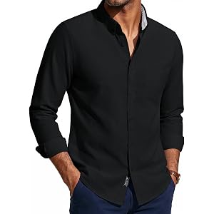 PJ PAUL JONES Mens Oxford Shirt Long Sleeve Button Down Shirt | Untucked Dress Shirt, Regular Fit, Cotton Blend, Collar, Adju