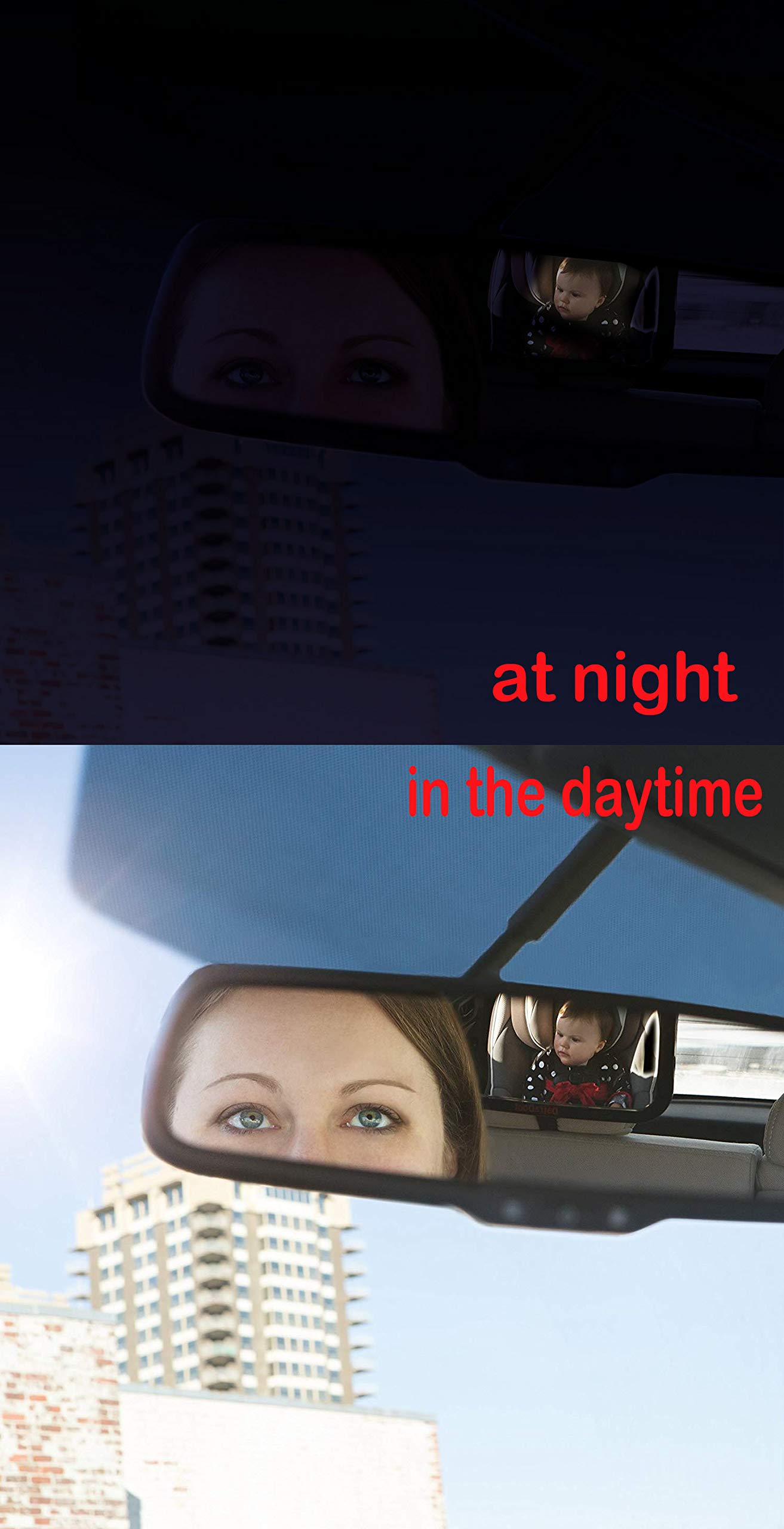 Baby Mirror for Car – Cbin Safely Monitor Infant Child in Rear Facing Car Seat,LED Remote Control,Adjustable Acrylic 360°for Backseat – Check Baby in Dark