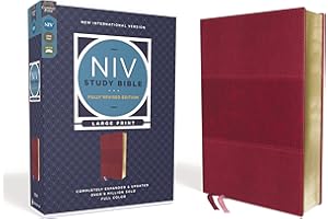NIV Study Bible, Fully Revised Edition (Study Deeply. Believe Wholeheartedly.), Large Print, Leathersoft, Burgundy, Red Lette