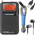 HanRongDa CB Radio Portable VHF FM AM Shortwave with Speaker and Backlit, Air Band Receiver with Extend Antenna and 700mAh Battery, Full Band Digital Radios with Alarm Clock and Sleep Timer HRD-737