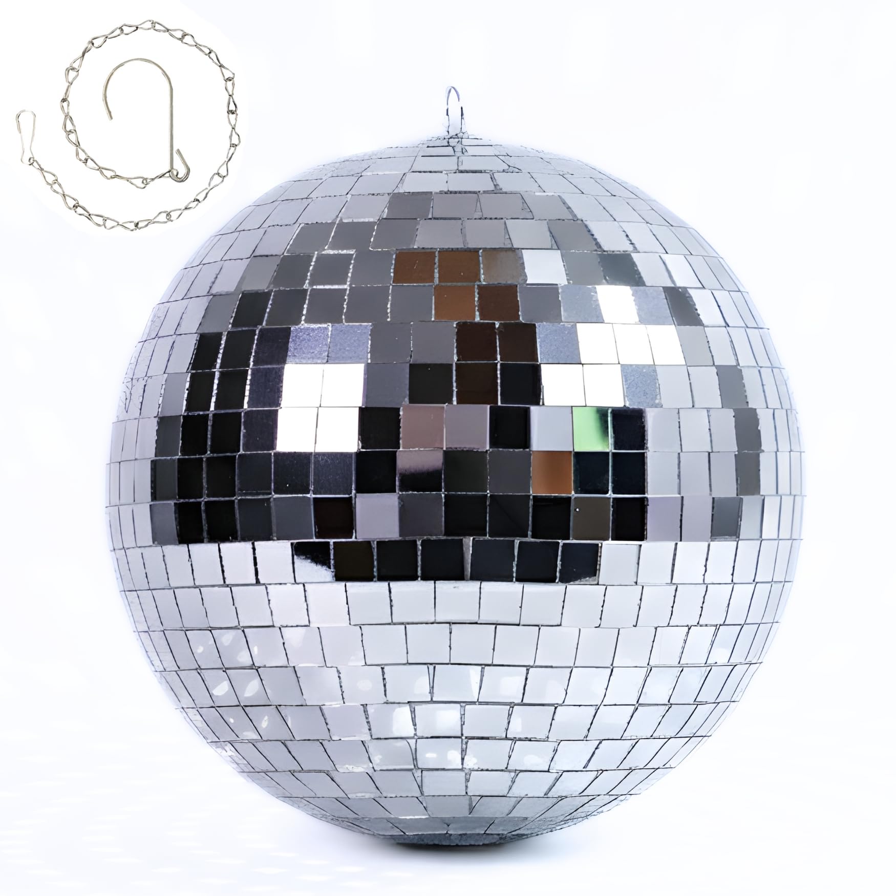 Photo 1 of 10-Inch Silver Mirror Disco Ball - The Ultimate Party Decoration for Wedding - Transform Your Event with Dazzling Light Reflections - Ideal for Dance Parties and Special Occasions - Silver