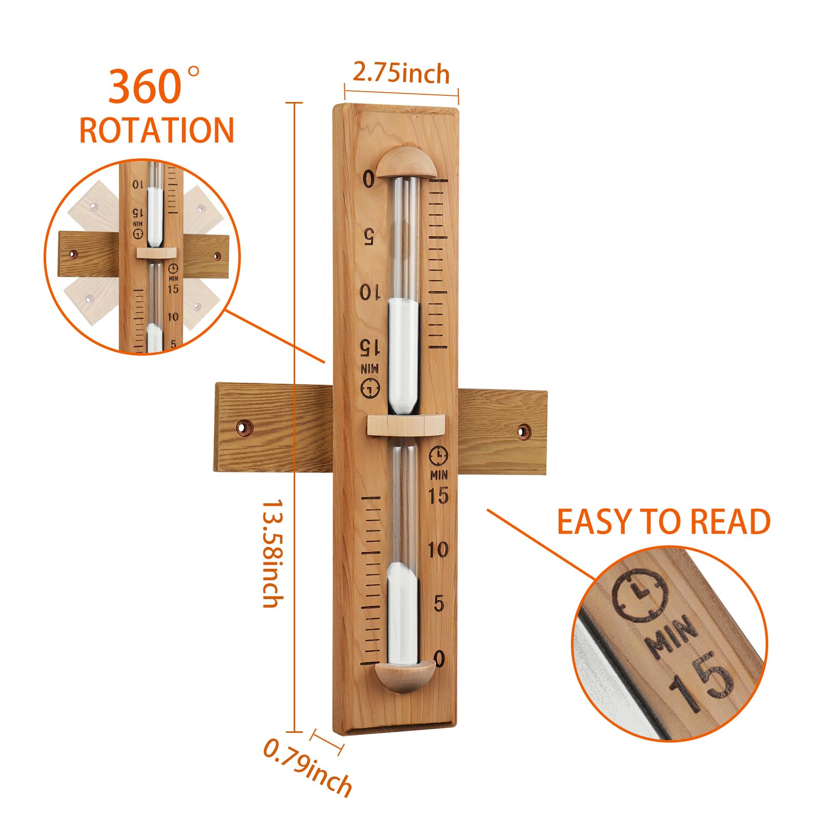 Timer Da Sauna Foxyoo - Clessidra Decorativa 15 Minuti In Cedro Rosso Per Saune Tradizionali E A Infrarossi