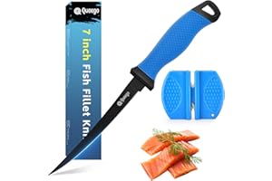 Fish Fillet Knife 7 Inch,Razor-Sharp Flexible Blade,Ergonomic Non-Slip Handle - Perfect for Slicing Fish,Includes Safety Shea