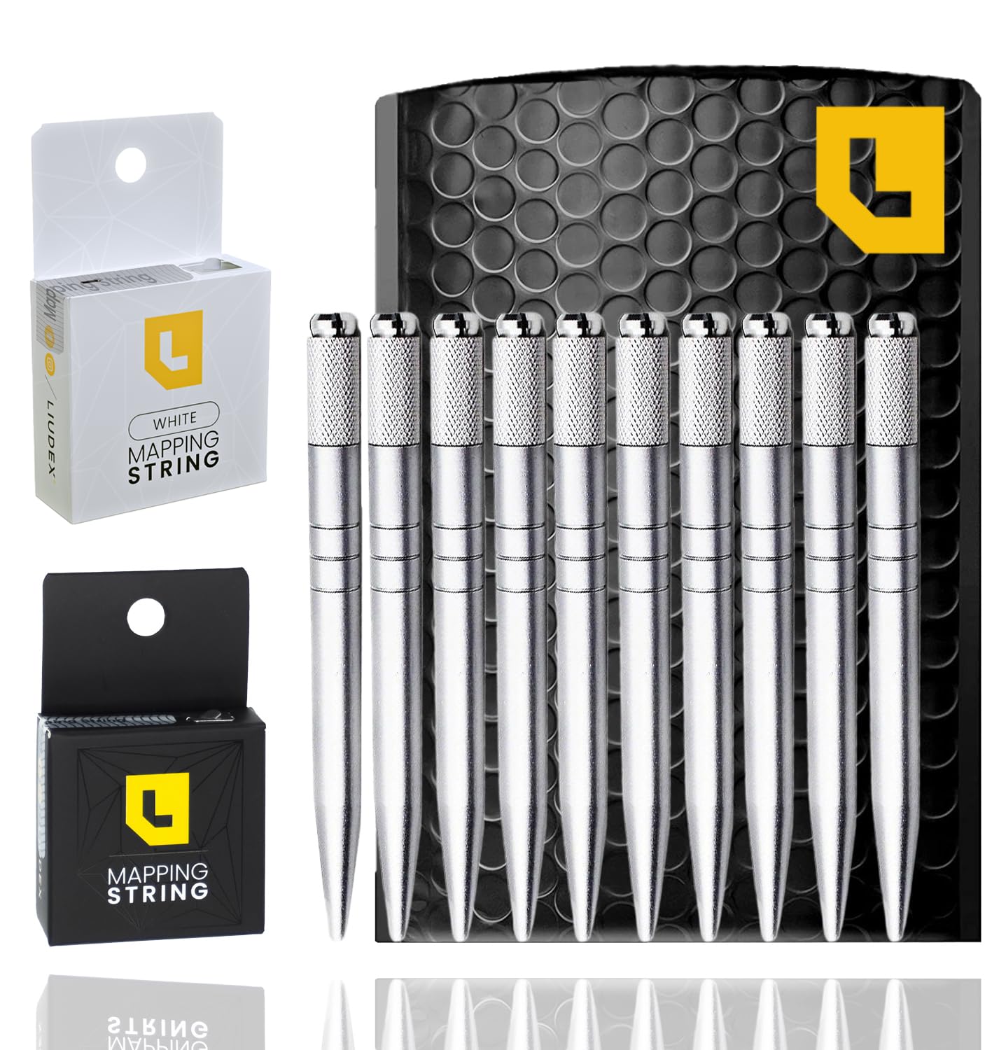 10Pcs LIUDEX Microblading Eyebrow Pen for Manual Microblading; Lightweight Aluminium Microblade Needle Holder; Temporary Makeup Pens for Skin and Makeup Hacks with Eyebrow Mapping String