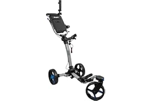 AXGLO V3 Golf Push Cart 3-Wheel | 360° Swivel Front Wheel | Ultra-Lightweight & Durable Golf Caddy | Foldable & Compact for Easy Storage | Hand & Dual Brake System, Large Storage Bin | Cup & Umbrella Holder