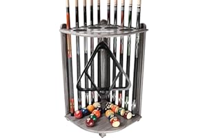 GSE Games & Sports Expert Corner-Style Floor Stand Billiard Pool Cue Racks with Score Counters, Holds Pool Cue Sticks, Balls Set, Ball Racks