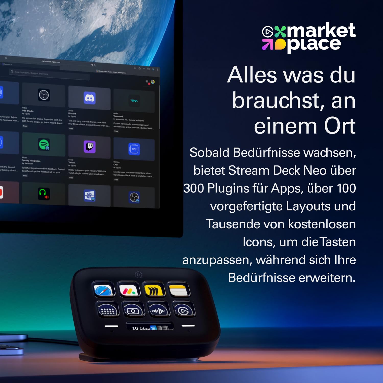 Elgato Stream Deck Neo Black – 8 anpassbare Tasten, 2 Touch Points, rasante Tasks & Workflows – Steuern Sie Word, Excel, PowerPoint, Teams, Zoom, Spotify etc - Kompatibel mit Mac und PC 6
