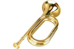 Bugle Cavalry Brass Trumpet, Military Style C Key Instrument With Mouthpiece - Easy to Play Old Style Copper for Beginners Gi