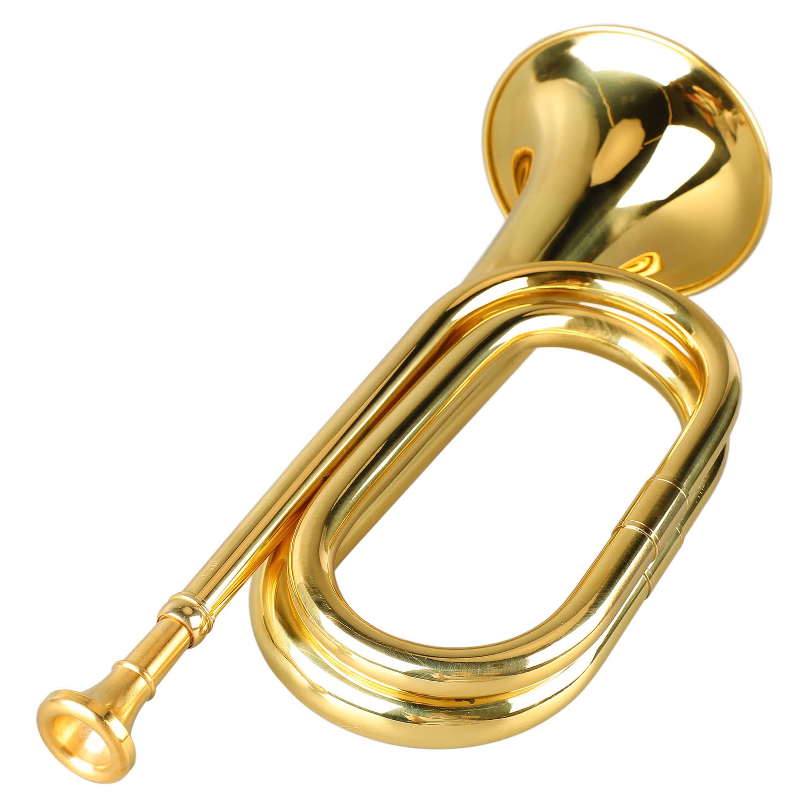 Bugle Cavalry Trumpet, Brass Instrument, Military Style, Easy to Play, C Key, Copper, Beginner Gift (Gold)