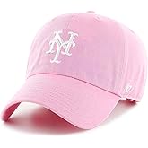 47 Brand MLB Rose Pink Primary Logo Clean Up Adjustable Baseball Cap Hat, Adult One Size Fits All