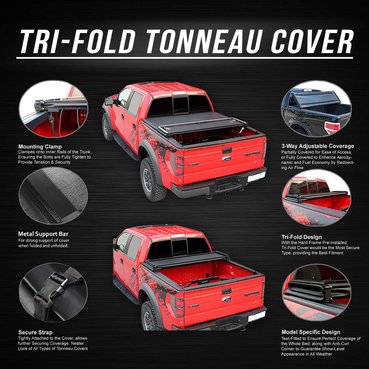 Truck Bed Accessories For 99 14 Silverado Sierra 6 5 Tri Fold Adjustable Soft Top Trunk Tonneau Cover Car Truck Exterior Parts Truck Bed Accessories Auto Parts Accessories