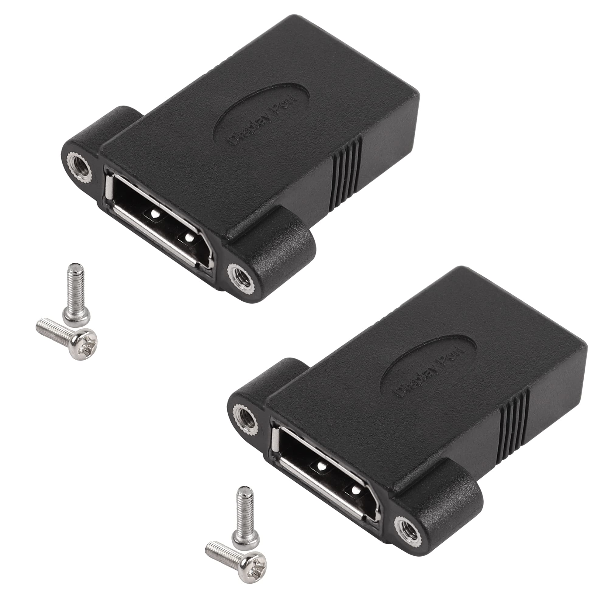 QIANRENON 8K DP1.4 Panel Mount Coupler Displayport Female to Female Straight-through Extension Adapter,for Fixed Mounting on Dashboards or Equipment Panel, 2 Pcs (Screws Included)