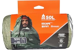 S.O.L. SURVIVE OUTDOORS LONGER SOL Escape Bivvy with Hood - Emergency Preparedness Blanket - Reflects Up to 70% Body Heat - Outdoor Survival Bivvy - Water Resistant - Durable & Breathable - Winter Camping Supplies - Green