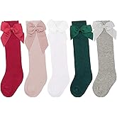 AQOKKA Baby Knee High Socks Kids Tube Long Boot Socks with Bow Cotton Knit Stocking Infant Toddler Dress Socks for Boy Girl