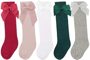 AQOKKA Baby Knee High Socks Kids Tube Long Boot Socks with Bow Cotton Knit Stocking Infant Toddler Dress Socks for Boy Girl