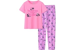 UNICABBIT21 Pajamas for Girls Cute Unicorn Pants and Short Sleeve Tee Big Kids Cotton Sleepwear Set Size 6-16