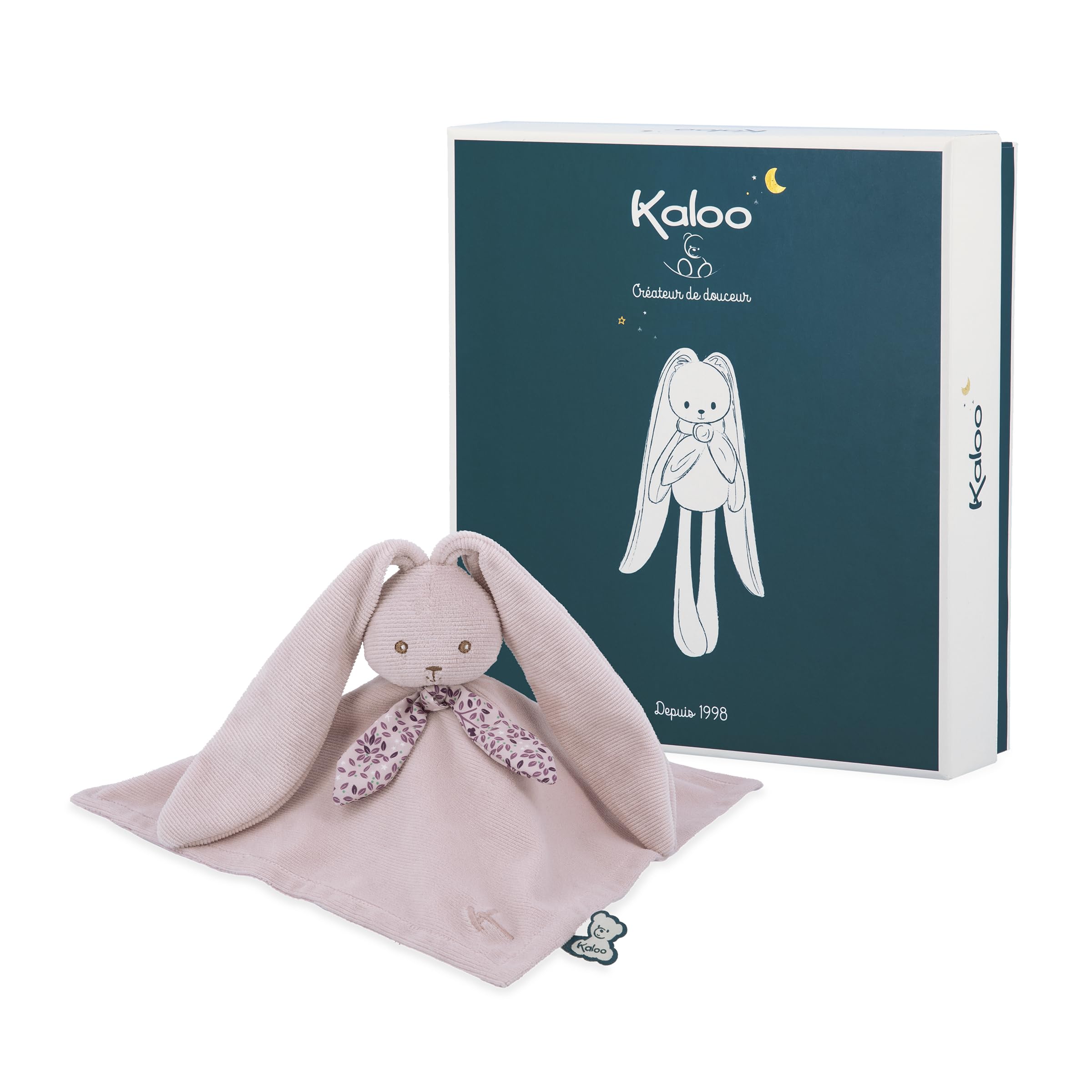Kaloo - Lapinoo - Pink Bunny Comforter - Baby Plush - Square: 30 x 30 cm - Bi-Material Ultra-Soft Viscose and Corduroy - Gift Box - 0 Months +, K218002 — image 1