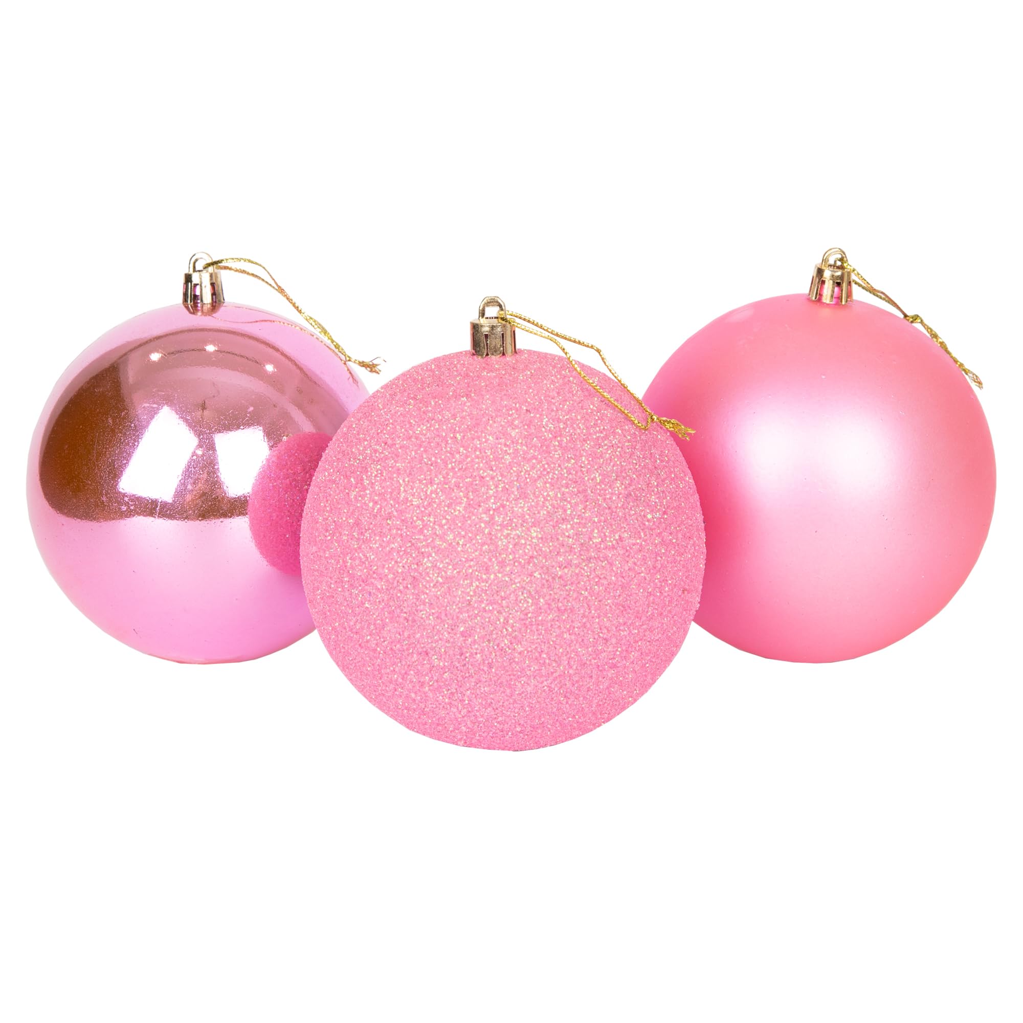 10cm/3Pcs Christmas Baubles Shatterproof Pale Pink, Christmas Tree Decorations Ball Ornaments Balls Xmas Hanging Decorations Holiday Decor - Shiny,Matte,Glitter