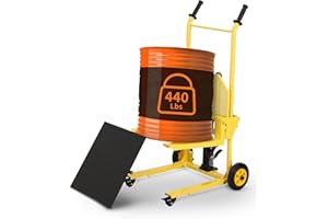 Hydraulic Material Lift, 440 lbs Capacity Pallet Truck Dolly with Steel Platform, 35.8" Max Lift Winch Stacker, 18.5" Fork Le