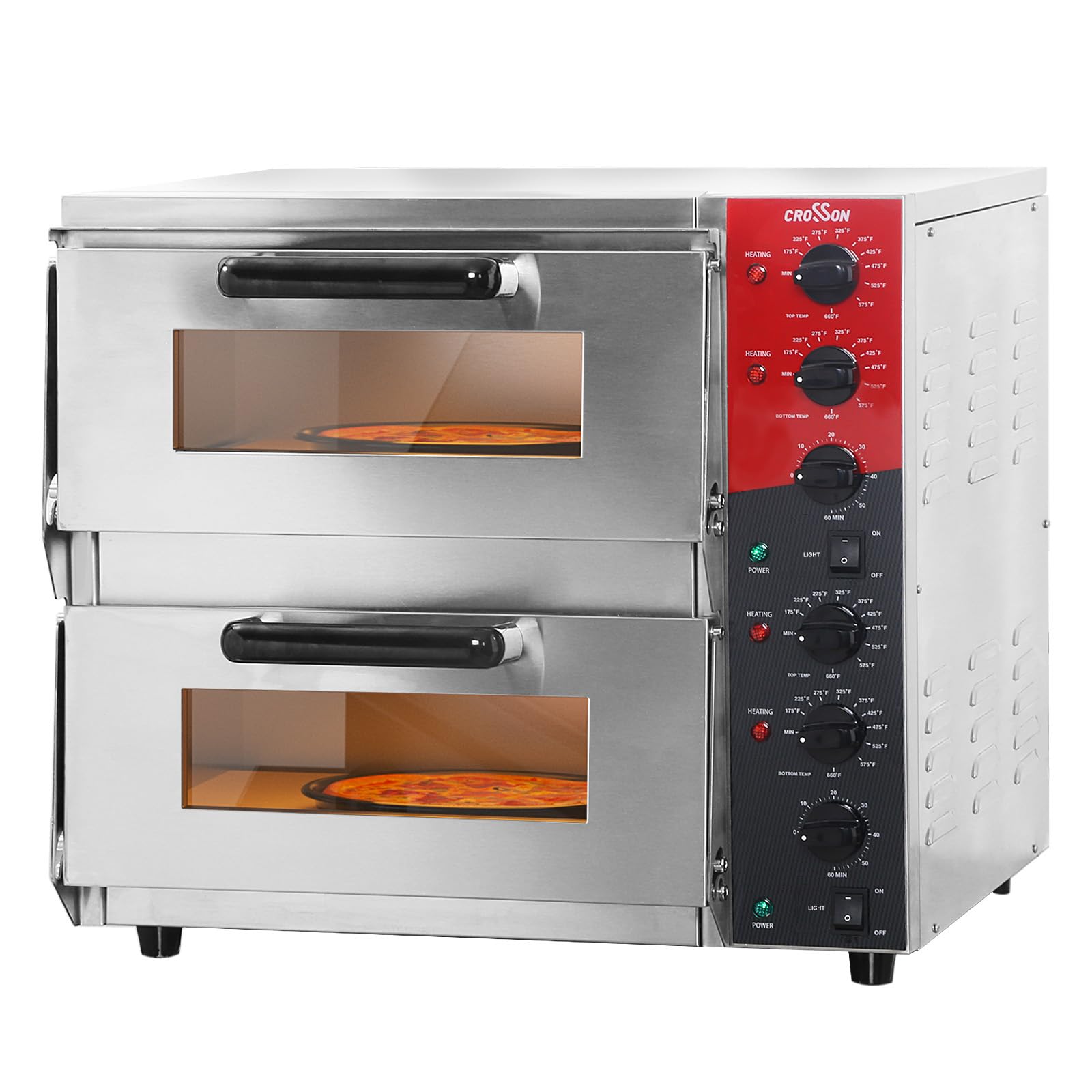 Photo 1 of CROSSON ETL listed Commercial Double Deck 16 inch Countertop Electric Pizza Oven with pizza stone, Multipurpose Indoor Pizza oven for Restaurant use,120V/3200W