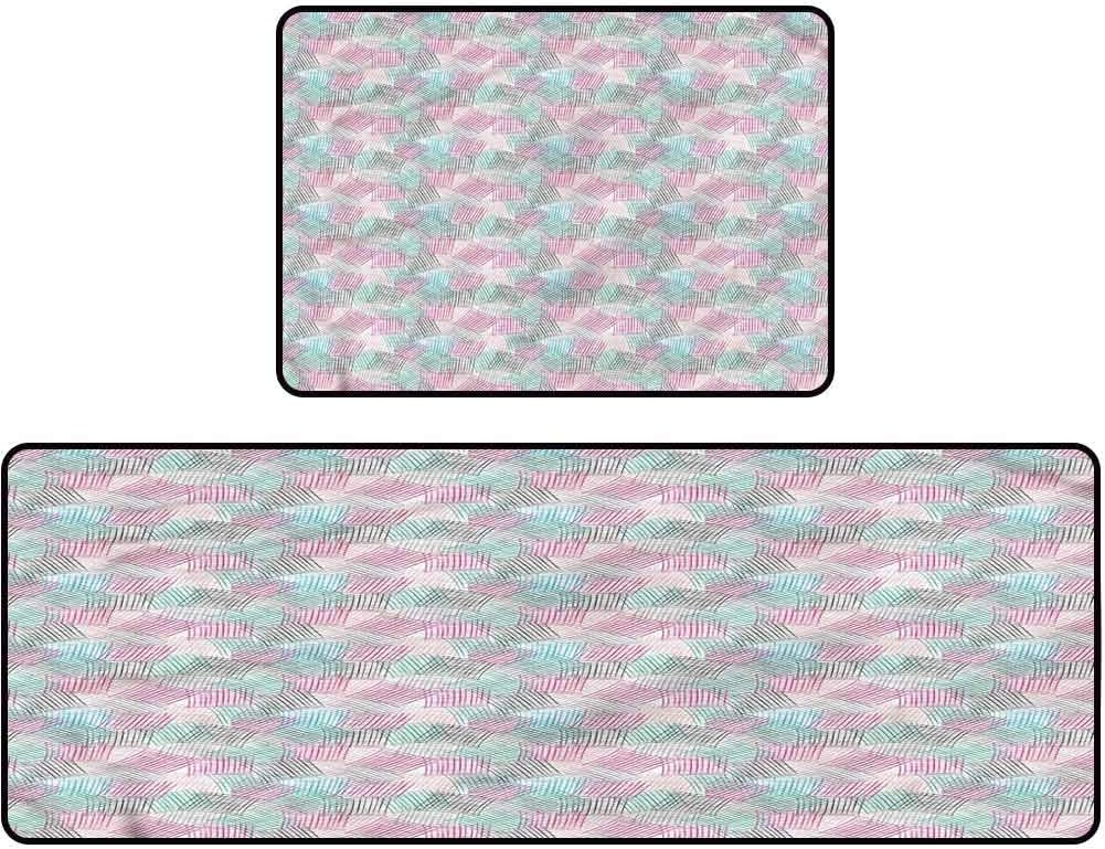 Amazon.com: Kitchen Rug Set, Abstract,Checkered Geometric ...