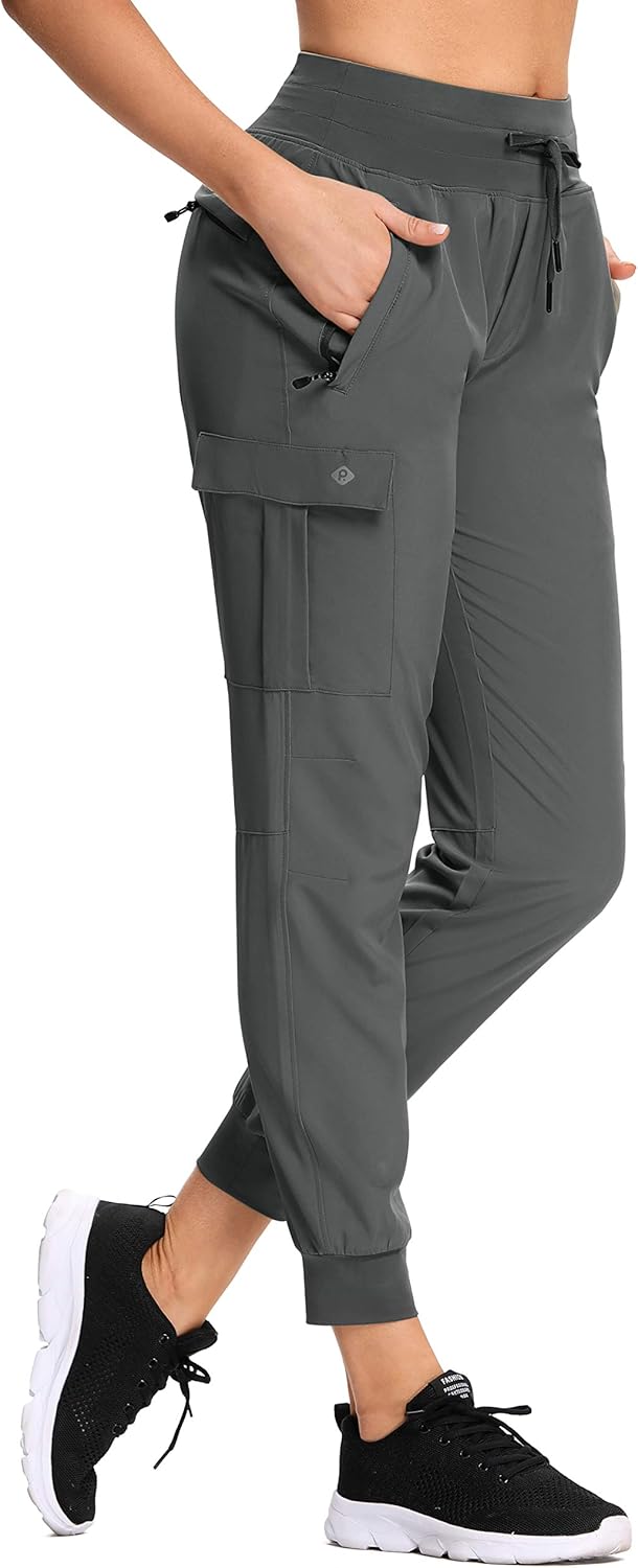 RlaGed Women’s Cargo Hiking Pants Lightweight Joggers Quick Dry Water Resistant Outdoor Fishing UPF 50 Zipper Pockets: Clothing