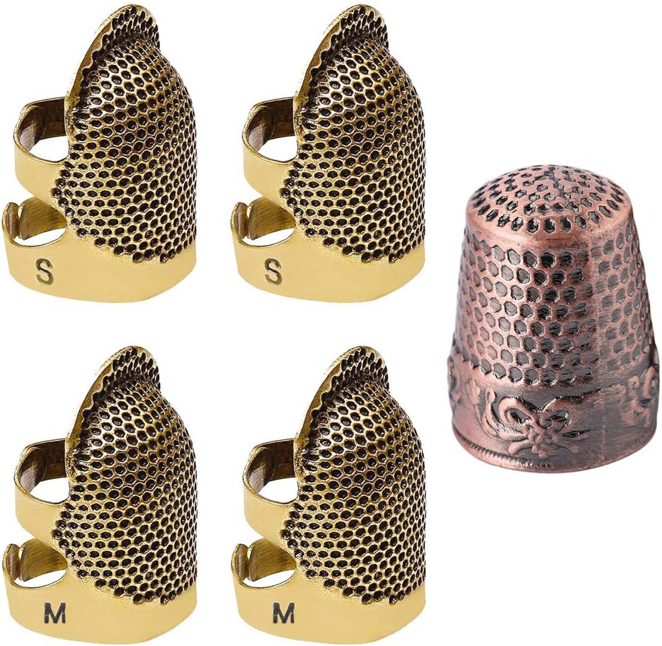 Sewing Thimbles,5 Pack Sewing Thimble Finger Protector for Thumb DIY