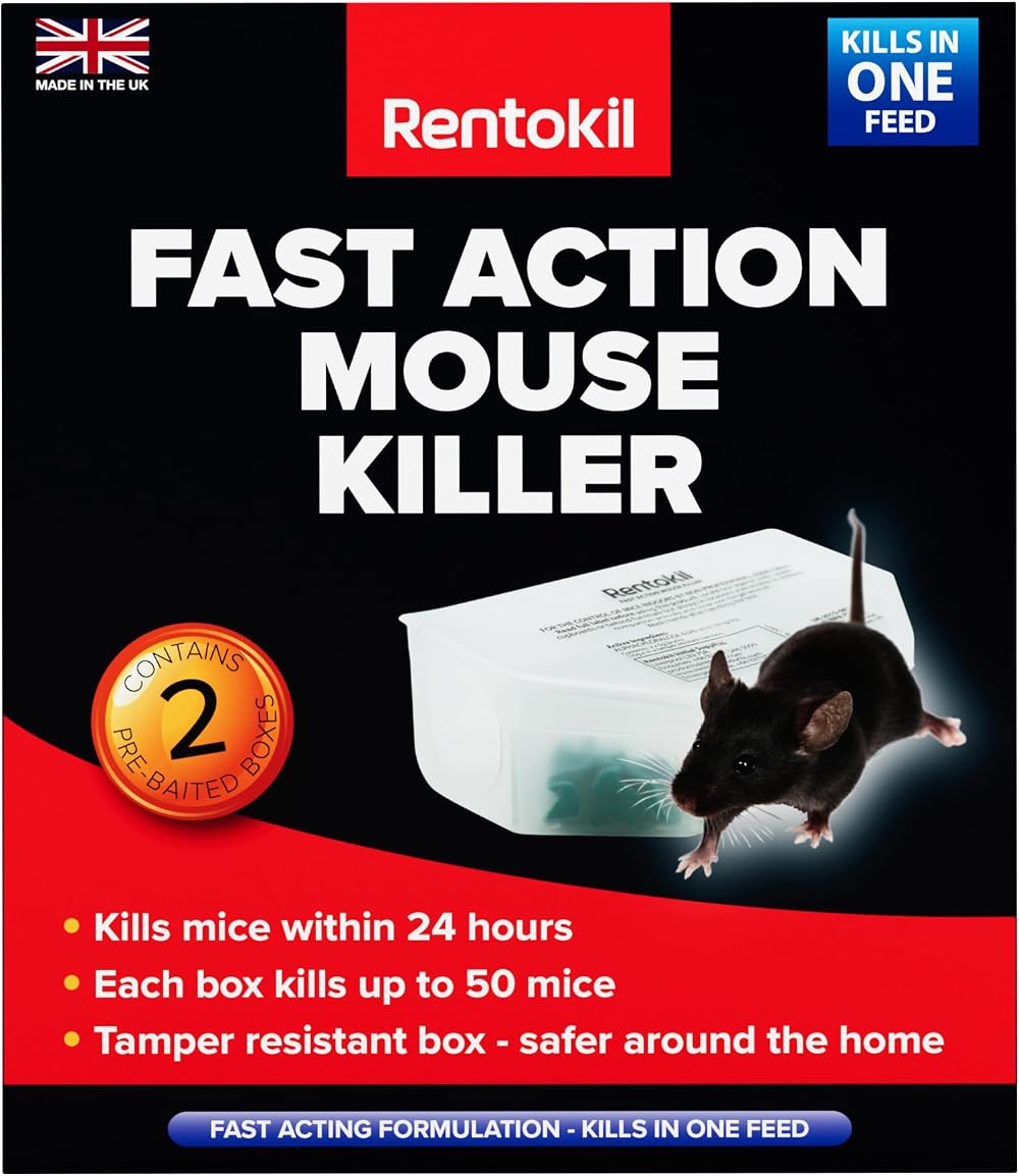 Rentokil PSF135 Fast Action Mouse Killer Twin Pack Indoor Bait Station