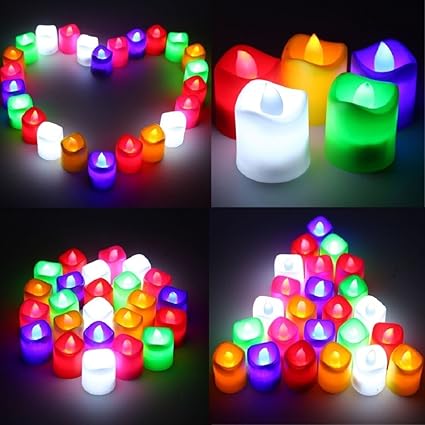Hanumex Flickering Beautiful Alria Led Flameless Multi Auto Color Change Tea light for Diwali Gifts / birthday/ festivals / anniversary Set of 24 Pcs