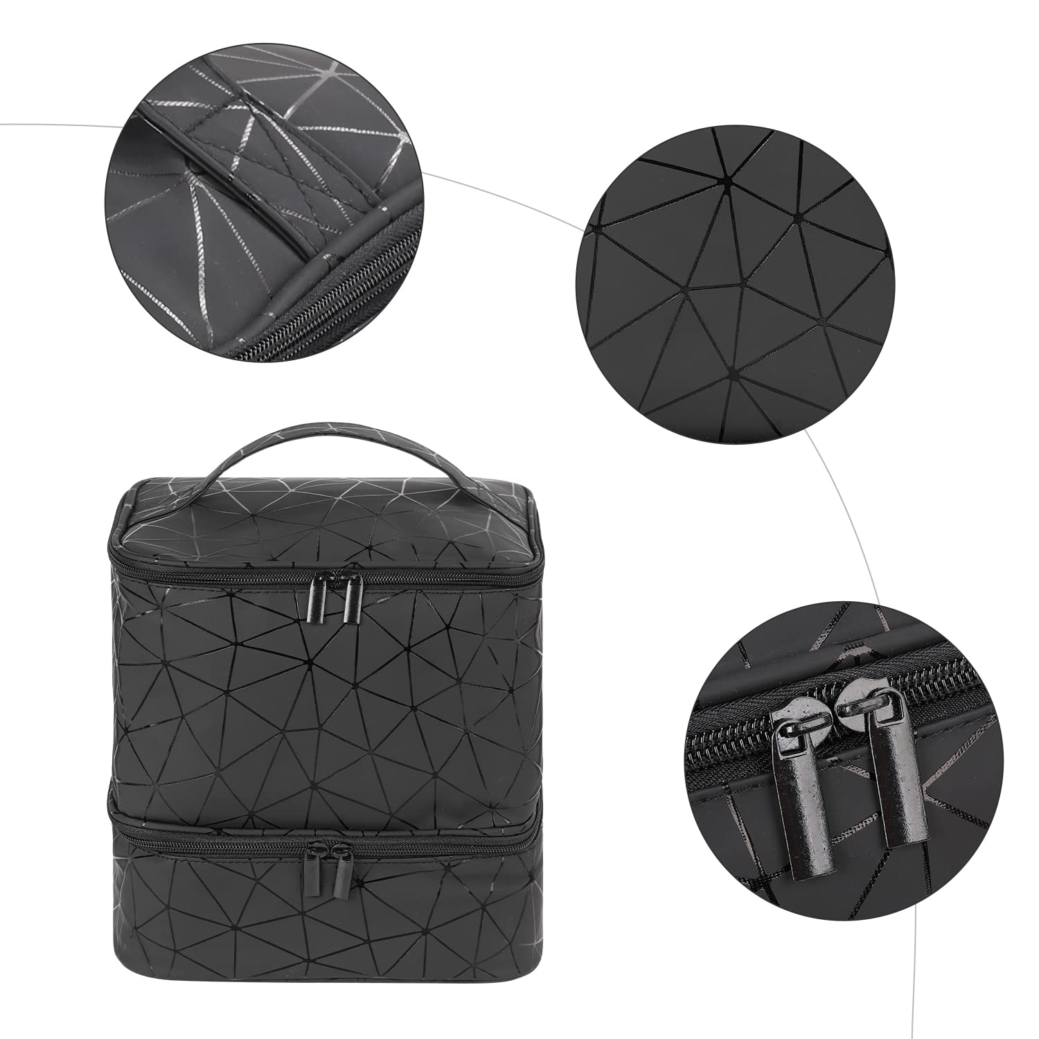 AGX Bravo Nail Polish Storage Organizer Double Layer Gel Nail Polish Bag for Nail Dryer UV Light Carrying Case Holds 30 Bottles Travel Portable Compartment Bag for Manicure Supplies, Black (BAG ONLY)