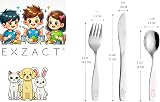 EXZACT Childrens Cutlery Set Stainless Steel 6pc Kids Toddler Utensils Dog Cat view 3