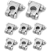 QWORK Military Spec Battery Terminals, 4 Pairs Negative and Positive Top Post Battery Connector for Marine Vehicles, Boats, RVs