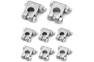 QWORK Military Spec Battery Terminals, 4 Pairs Negative and Positive Top Post Battery Connector for Marine Vehicles, Boats, R