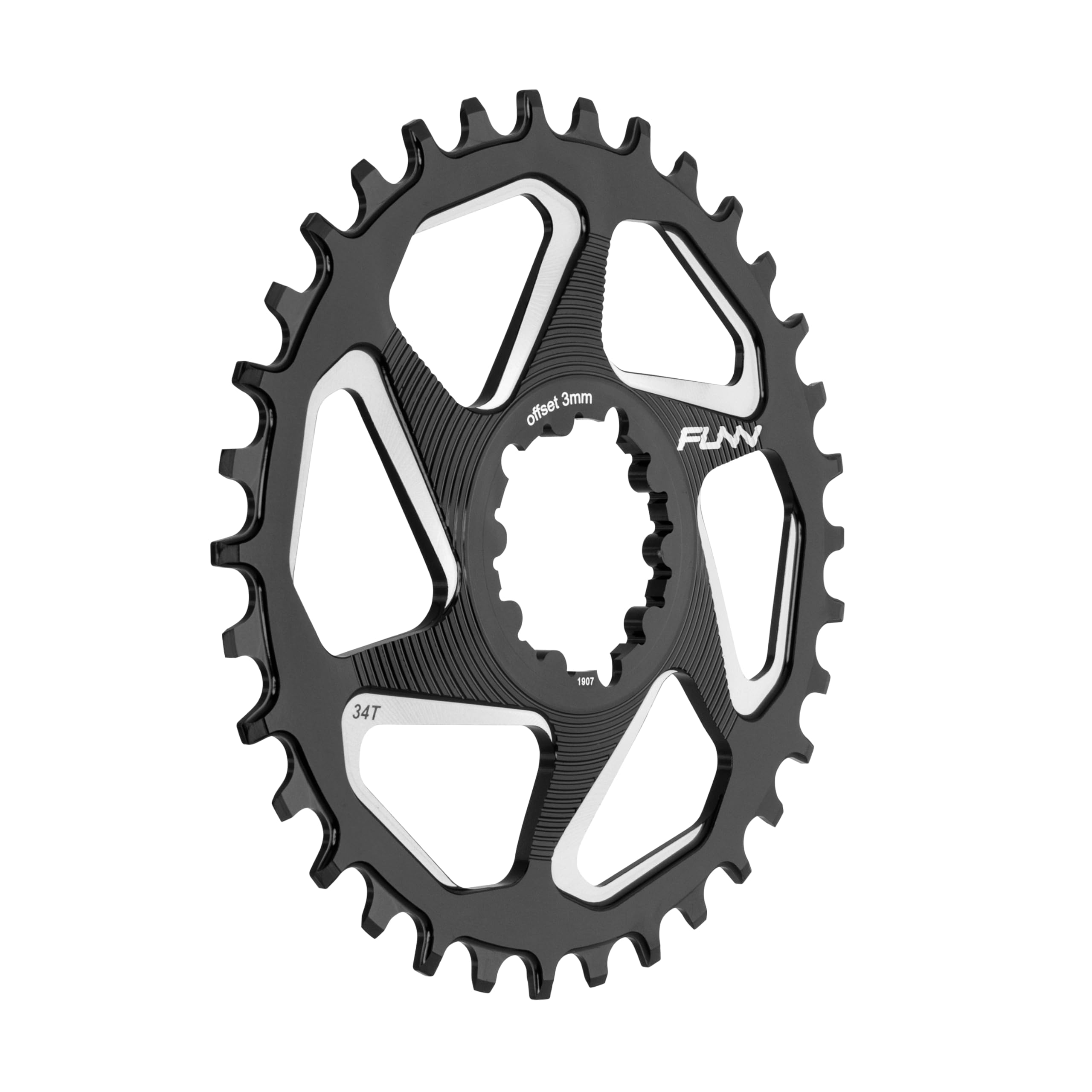 Funn Solo DX Narrow Wide Chainring for 9 10 11 12 Speed Chain, Fits SRAM Direct Mount Interface Crankset, 3mm Offset, Single Speed Bike Chain Ring for MTB, BMX Bike and Road Bike (34T, Black) โ image 1