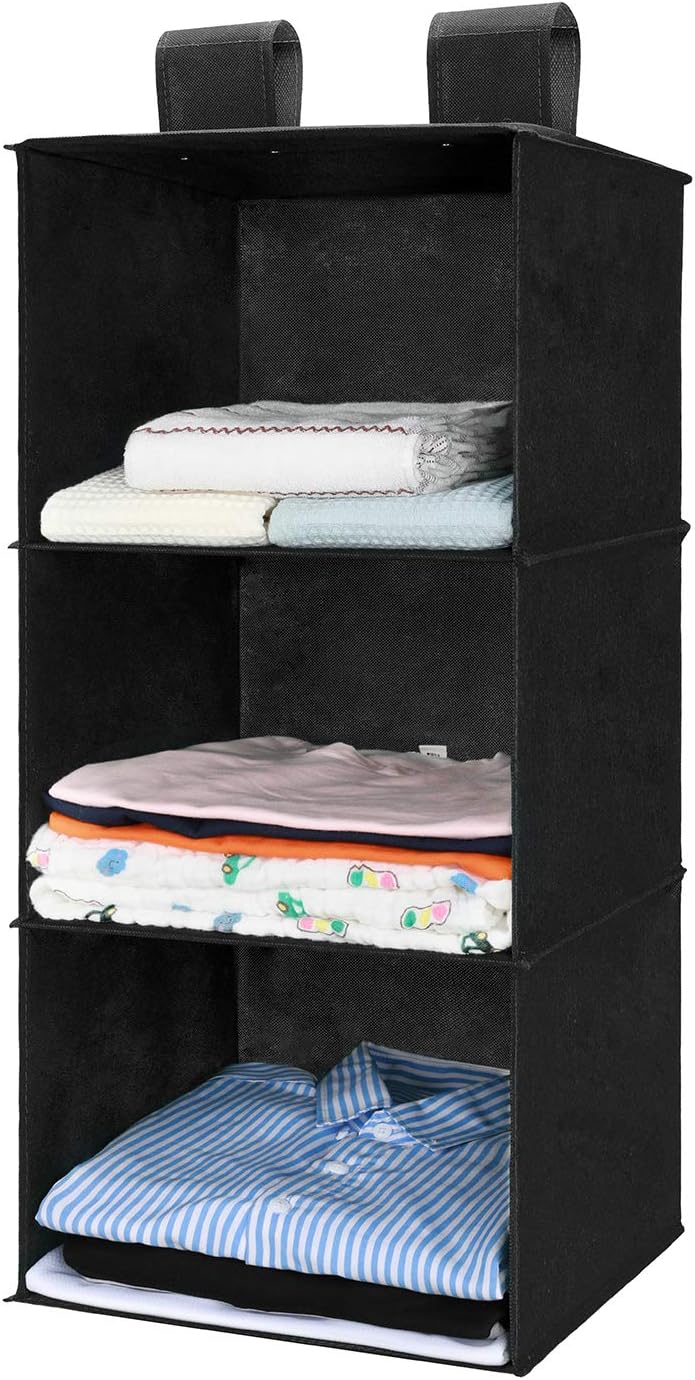 MaidMAX 3Shelf Fabric Hanging Shelves Organiser Collapsible Wardrobe