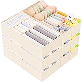 Criusia 15 Pack Drawer Organizer for Clothes, Foldable Dresser Dividers with 3 Sizes, Fabric Storage Bins – Beige