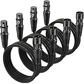 XLR Cables 2 Ft 4 Packs - Male to Female Microphone Cable Mic Cable | With 3-Pin Balanced Shielded XLR Speaker Cables for Microphones, Radio Station, Stage Lighting