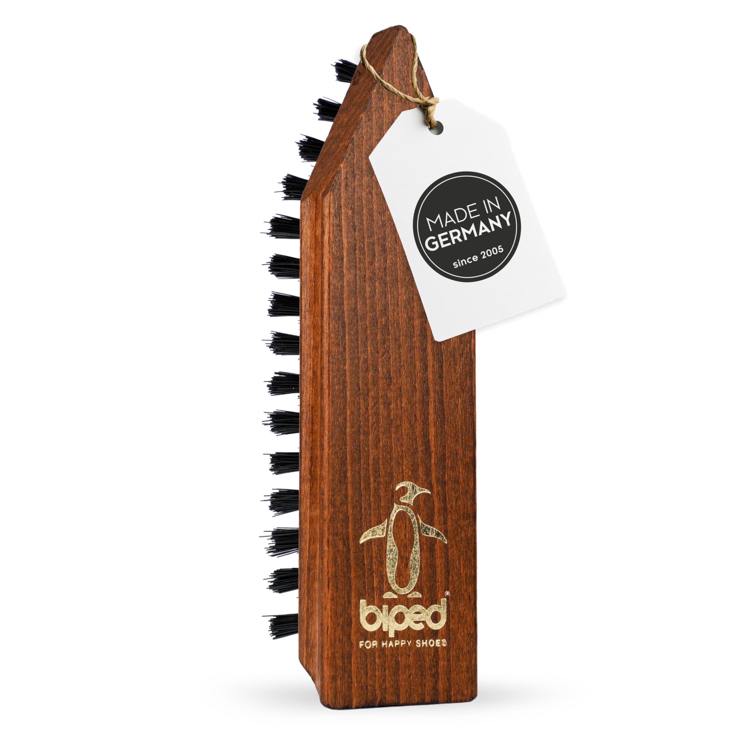 biped shoe cleaning brush 16 cm – durable beechwood shoe brush – for profiled soles – made in germany z2450