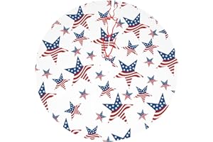 GIANLAIMA Memorial Patriotic Independence Day Stars USA Flag Fourth of July 36 Inch Christmas Tree Skirt Carpet Mat Funny Party Soft Cover Mat Decor Supplies for Xmas Halloween Decorations Occasion Farmhouse